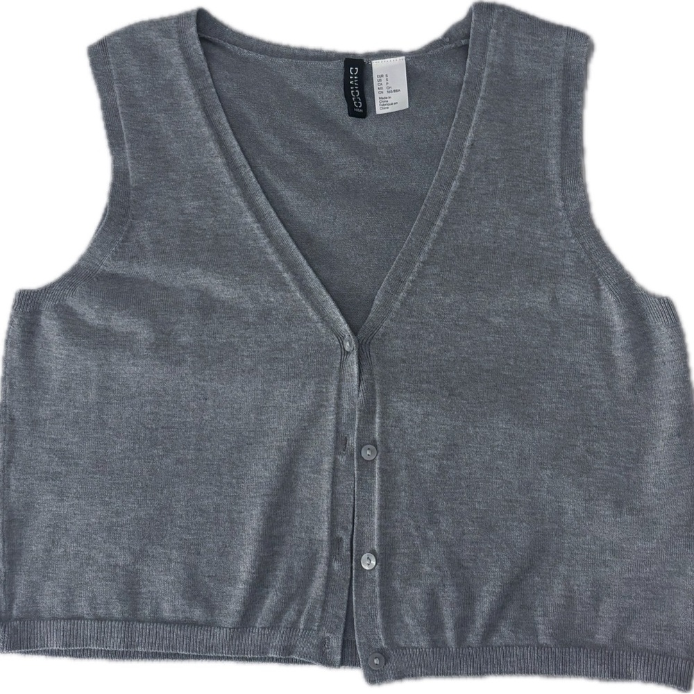 Divided (H&M) Gray Button-Front Sweater Vest